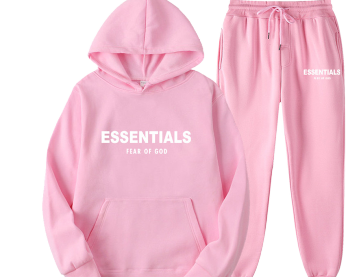 pink essentials hoodie