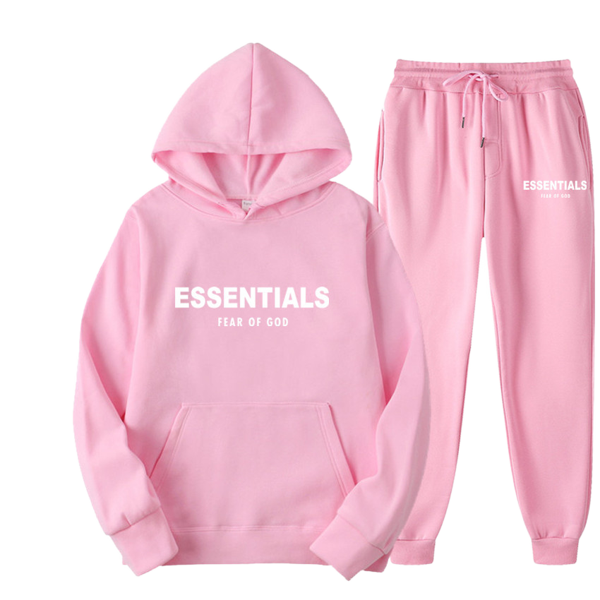 pink essentials hoodie